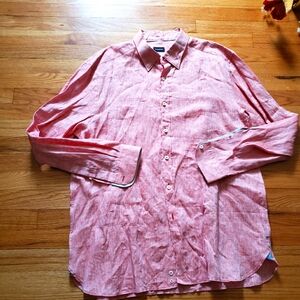 Ermenegildo Zegna  100% Linen Dress Shirt Size XXL Pink